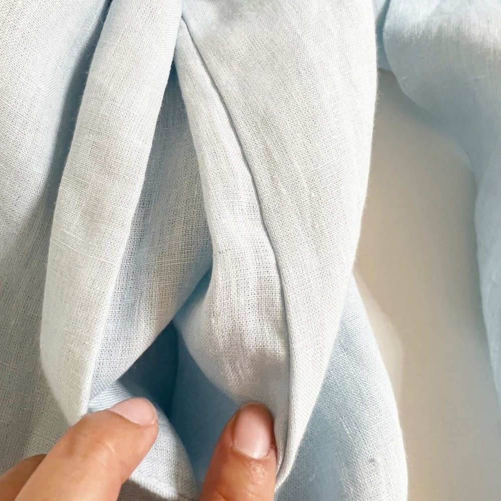 ANN MASHBURN Light Blue Midi Linen Wrap Skirt - Picture 7 of 8